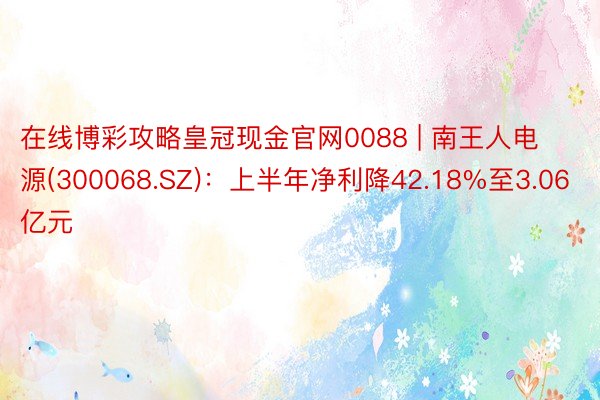 在线博彩攻略皇冠现金官网0088 | 南王人电源(300068.SZ)：上半年净利降42.18%至3.06亿元