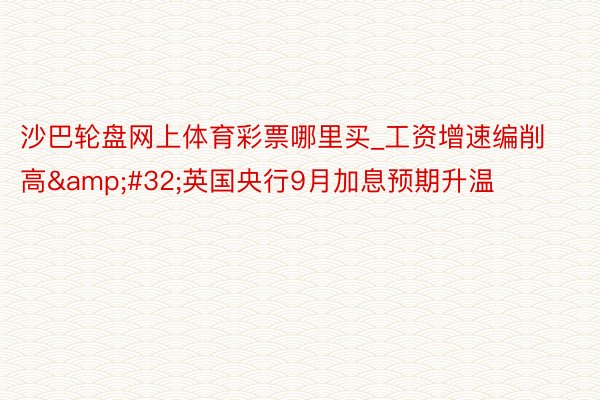 沙巴轮盘网上体育彩票哪里买_工资增速编削高&#32;英国央行9月加息预期升温