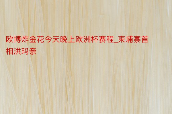 欧博炸金花今天晚上欧洲杯赛程_柬埔寨首相洪玛奈